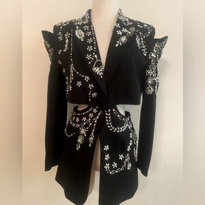 New!Unique Cut-out rhinestone blazer!